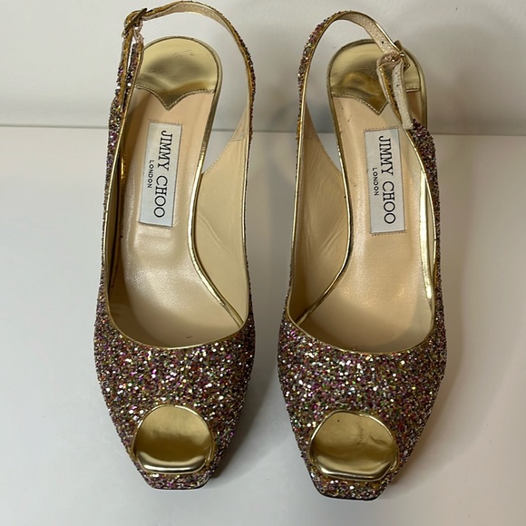 Jimmy Choo platform glitter stilettos size 8.5